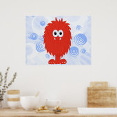 Poster Monstre de fureur rouge et perruques bleues Imprim (Cuisine)