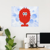 Poster Monstre de fureur rouge et perruques bleues Imprim (Bureau à domicile)