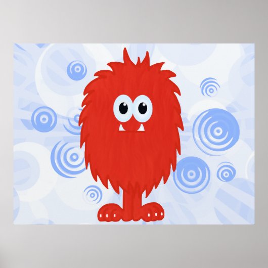 Poster Monstre de fureur rouge et perruques bleues Imprim (Devant)