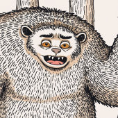 Poster Monstre de style livre d'histoire en bois mignon o