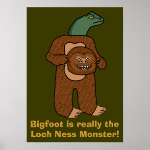 Poster Monstre drôle de Bigfoot Loch Ness