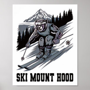 Poster Monstre du ski dévalant le mont Hood Oregon Wow Am