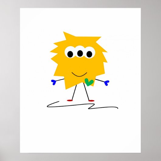 Poster Monstre Fuzzy Jaune (Devant)