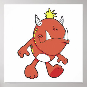 Poster monstre mignon à fang