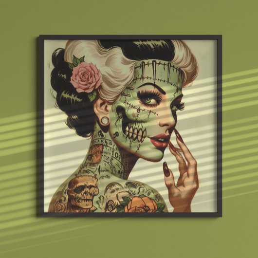 Poster Monstre Rétro Pin-up
