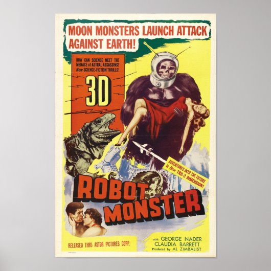 Poster Monstre Robot - Vidéo Vintage Sci-Fi Horror (Devant)