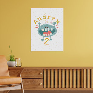 Poster Monstre Turquoise mignon personnalisable