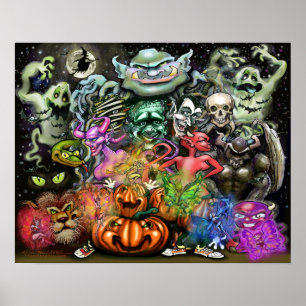 Poster Monstres d'Halloween