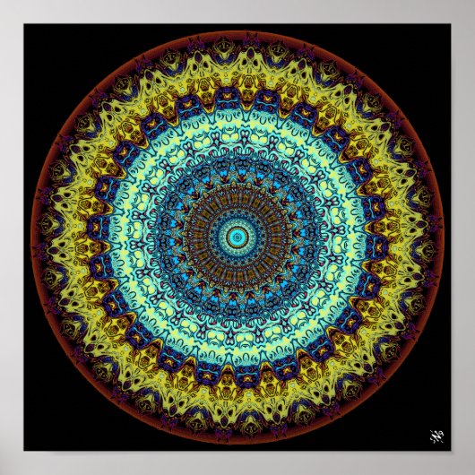 Poster Monstres mandala (chouettes, gorilles et homunculi (Devant)