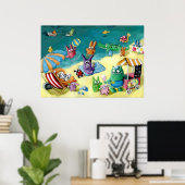 Poster Monstres sur la plage (Bureau à domicile)