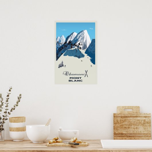 Poster Mont Blanc, Chamonix, Ski (Cuisine)