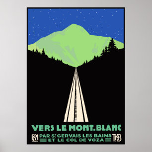 Poster Mont Blanc vintage Railroad l'annonce de voyage