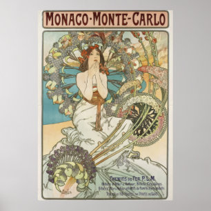 Poster Mont-Carlo vintage par Alphonse Mucha
