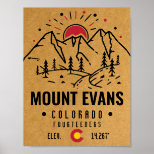 Poster Mont Evans Colorado 14ers Mountain Minimalist