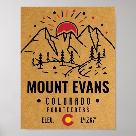 Poster Mont Evans Colorado 14ers Mountain Minimalist (Devant)