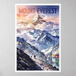 Poster Mont Everest Népal Voyage Rétro
