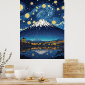 Poster mont fuji à la nuit étoilée (Cuisine)