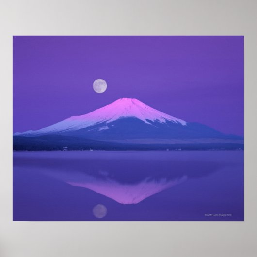 Poster Mont Fuji au-dessous de la lune (Devant)