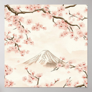 Poster Mont Fuji avec fleurs de cerisier – Japonais (3)