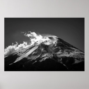 Poster Mont Fuji en noir et blanc