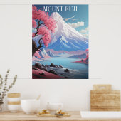 Poster Mont Fuji Fleurs de cerisiers Voyages rétro (Cuisine)