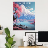 Poster Mont Fuji Fleurs de cerisiers Voyages rétro (Bureau à domicile)