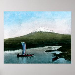 Poster Mont Fuji Japon Lac Yamanaka Vintage