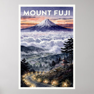 Poster Mont Fuji Japon Voyage Rétro
