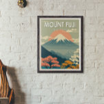 Poster Mont Fuji Japon Voyages Vintage<br><div class="desc">Le mont Fuji dans un style vectoriel. Le Mont Fuji est un volcan actif,  le plus haut sommet du pays et considéré comme l’une des 3 montagnes sacrées du Japon.</div>