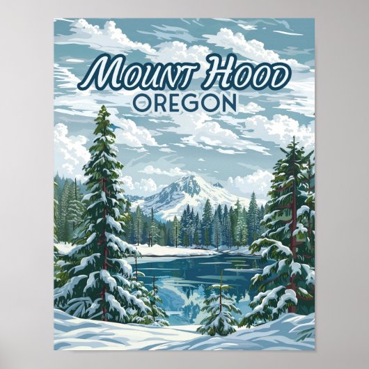 Poster Mont Hood Oregon Ski Pacifique Nord-Ouest Hiver (Devant)