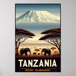 Poster Mont Kilimandjaro Safari – Voyages Vintage Tanzani