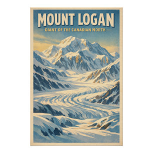 Poster Mont Logan, Canada, dans un style rétro classique