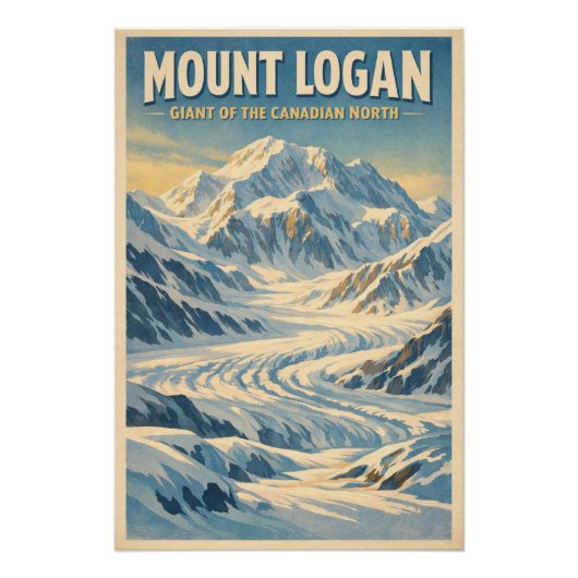 Poster Mont Logan, Canada, dans un style rétro classique (Devant)