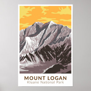 Poster Mont Logan Canada Voyage Art Rétro