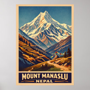 Poster Mont Manaslu Népal V01