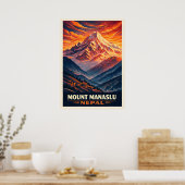 Poster Mont Manaslu Népal V03 (Cuisine)