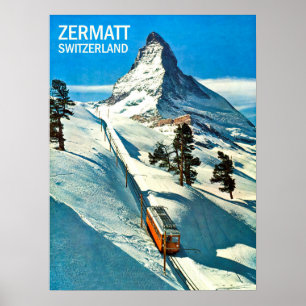 Poster Mont Matterhorn, Suisse, Zermatt, vintage