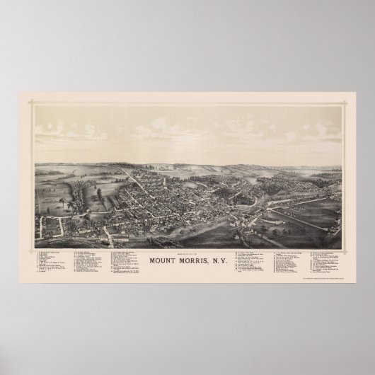 Poster Mont Morris, NY Carte panoramique - 1893 (Devant)