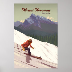 Poster Mont Norquay Banff Canada Station de ski Voyage