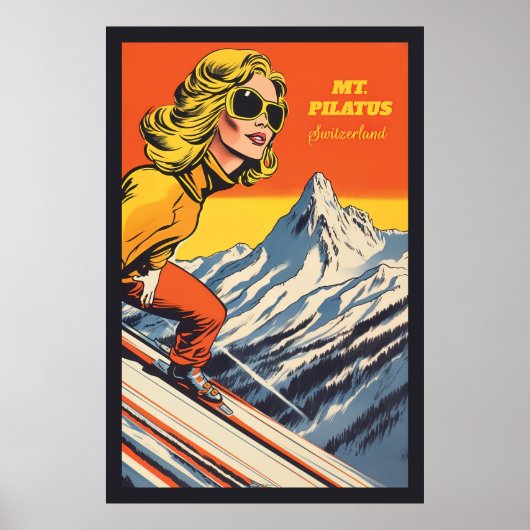 Poster Mont Pilatus, Suisse, Ski (Devant)