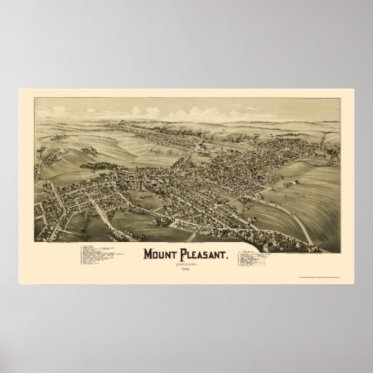 Poster Mont Pleasant, PA Carte panoramique - 1900 (Devant)