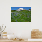 Poster Mont Rainier avec des lupins violets (Cuisine)