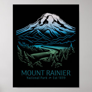Poster Mont Rainier Parc National Randonnée Camping Monta