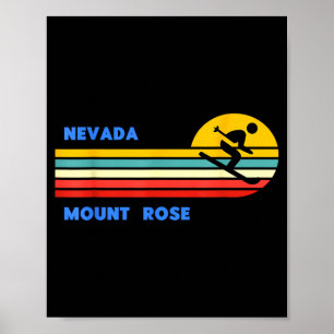 Poster Mont rose tahoe nevada ski skieur ski rétro soleil