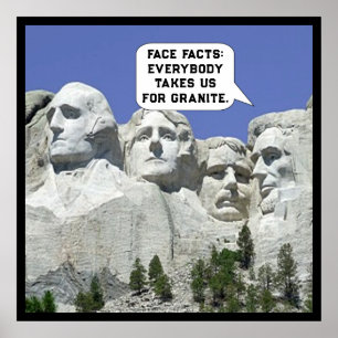 Poster Mont Rushmore en caricature
