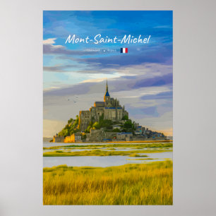 Poster Mont-Saint-Michel, France - Abbaye médiévale