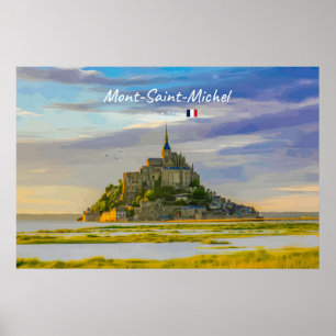 Poster Mont-Saint-Michel, France - Abbaye médiévale