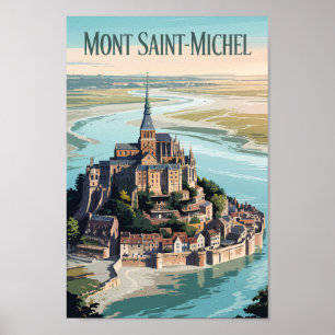 Poster Mont-Saint-Michel France Illustration Art de Voyag
