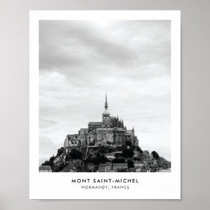 Poster Mont Saint-Michel France Photo voyage noir et blan