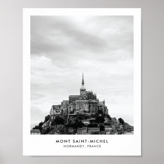 Poster Mont Saint-Michel France Photo voyage noir et blan (Devant)